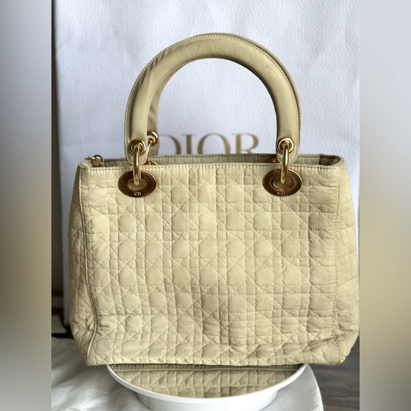 Dior Lady Dior Cannage Nylon Handbag Beige - Picture 5 of 17